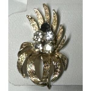 Vintage Coro stamped Spikey with rhinestone clip on earrings